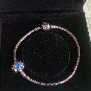 Pandora Charm - Silver with Blue Crystals